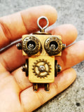 Theo – Brass Gear & Bow Tie Double-Sided Steampunk Robot Charm