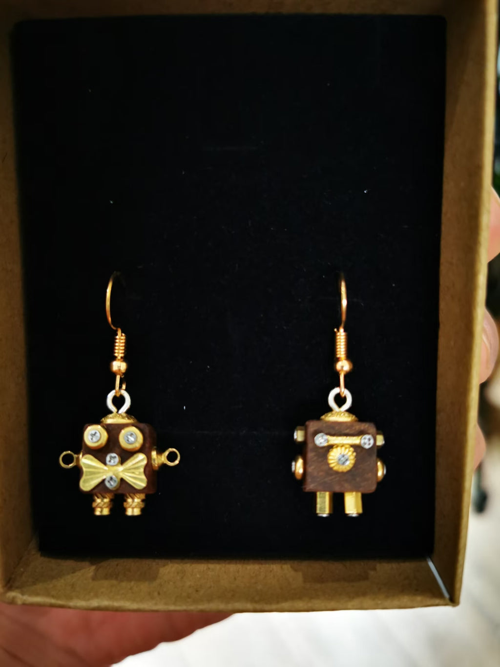 Tink & Tock – Double-Sided Steampunk Robot Earrings