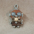 Nova – Spiral Eyes & Golden Bow Double-Sided Steampunk Robot Charm