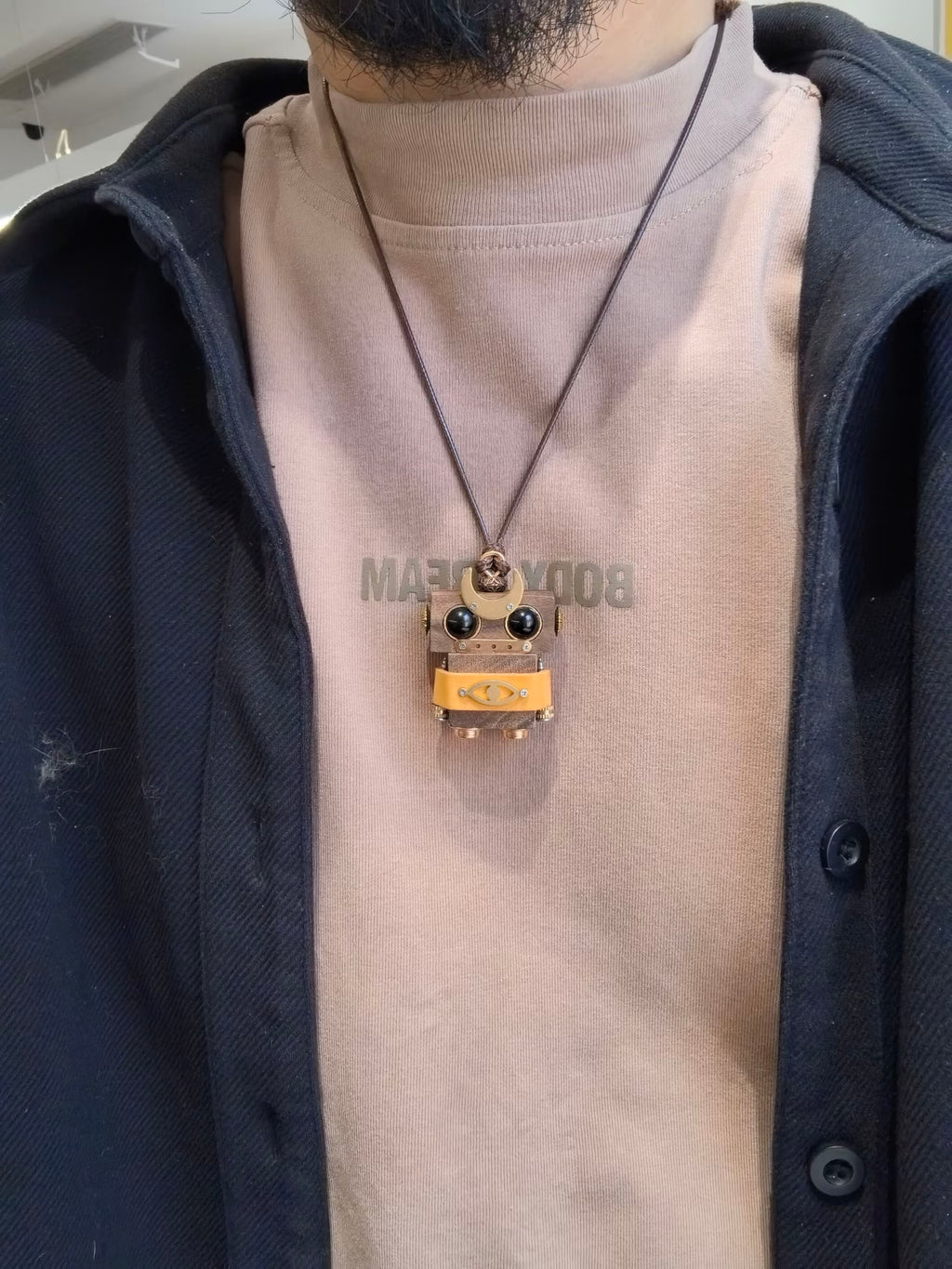 Nox – Crescent Crown & Watchful Eye Single-Sided Steampunk Robot Charm
