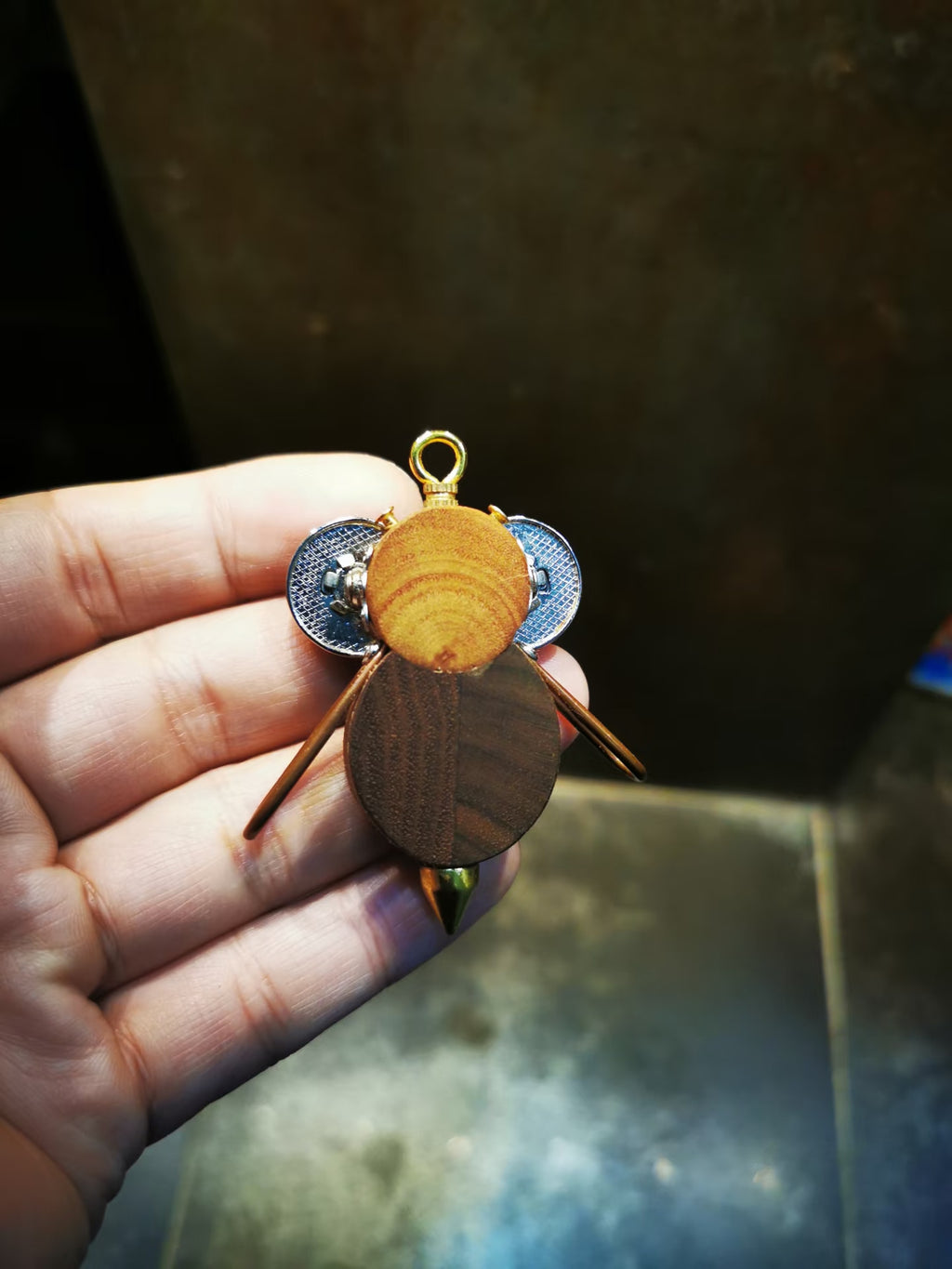Poe – Midnight Eyes & Antique Coin Single-Sided Steampunk Robot Charm