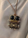Theo – Midnight Eyes & Crystal Bow Tie Single-Sided Steampunk Robot Charm