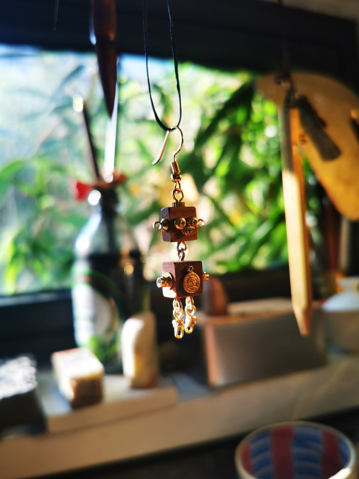 Pip – Clockwork Medallion Single-Sided Steampunk Robot Earring