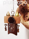 Steampunk Robot Charm with Gold-Tone Spikes – Handmade Wood & Metal