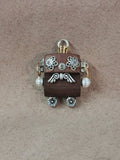 Flora – Silver Blossoms & Golden Shield Double-Sided Robot Charm